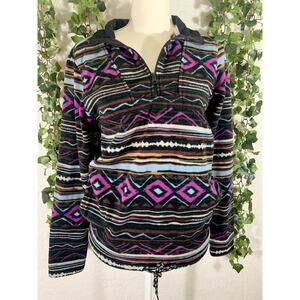 No Boundaries Black Purple Blue 1/4 Zip Fleece Jacket Women’s Sz XS